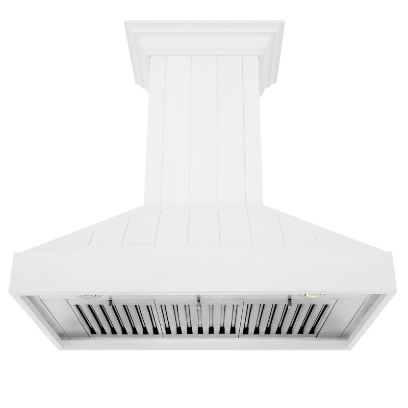 ZLINE 30 in. Wooden Wall Mount Range Hood in Shiplap Bright White Finish