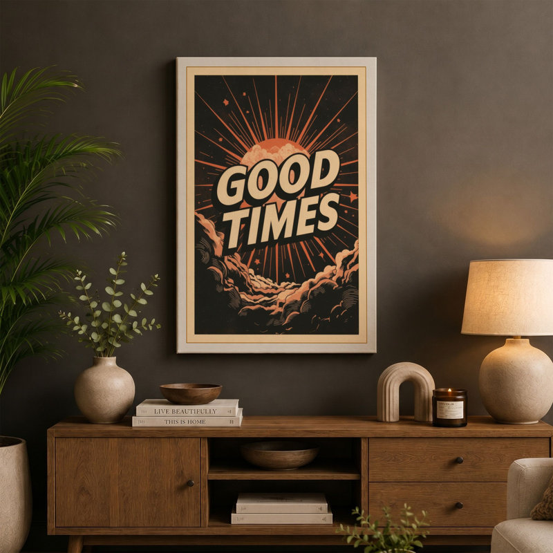 Good Times Retro - Wrapped Canvas, 30x20 - 76.2 x 50.8 cm, Taupe Border