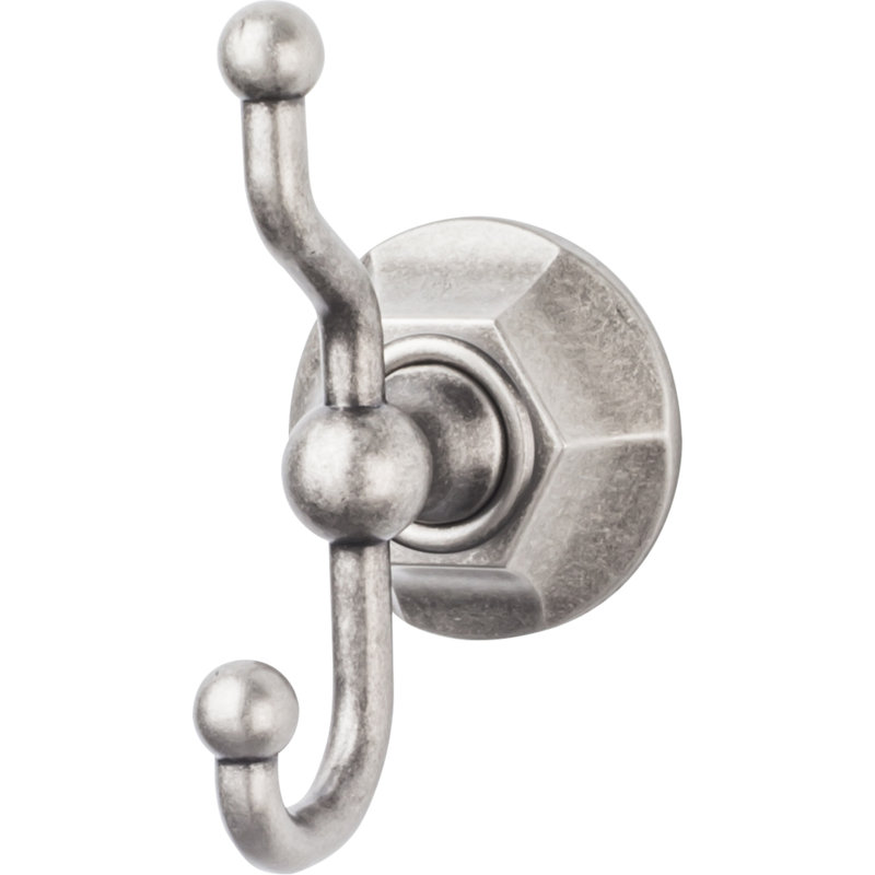 Edwardian Bath Wall Mounted Hex Hooks, Antique Pewter
