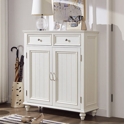 Armoire à chaussures blanche en bois massif à deux portes