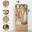 Arbre d'entrée avec tablette de rangement arquée, 8 crochets doubles, banc à chaussures renforcé, portes d'armoire festonnées et tablette à chaussures réglable, portemanteau avec banc de rangement pour chaussures pour entrée, chambre à coucher-1057199269
