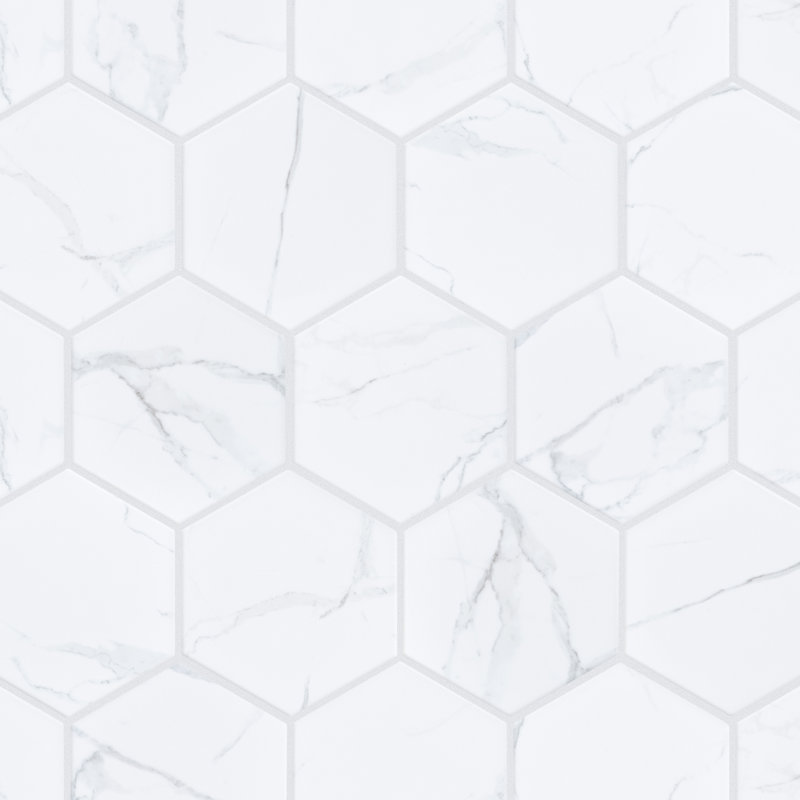 Carrione Super Hex Matte Carrara 10" x 11-1/2" Porcelain Mosaic Tile