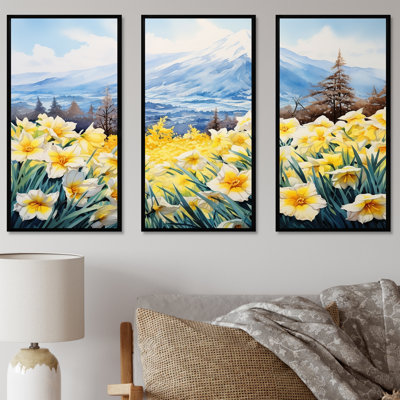 Daffodils Charm In Mountain - Ensemble de salon d'art mural jonquilles
