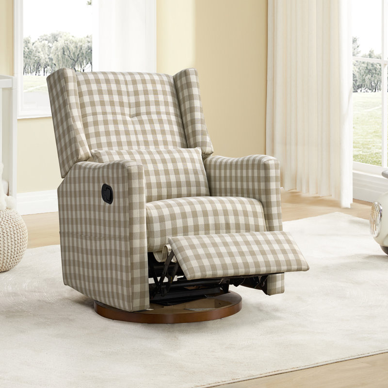 Fauteuil inclinable et pivotant manuel Drenna, Chenille vichy kaki
