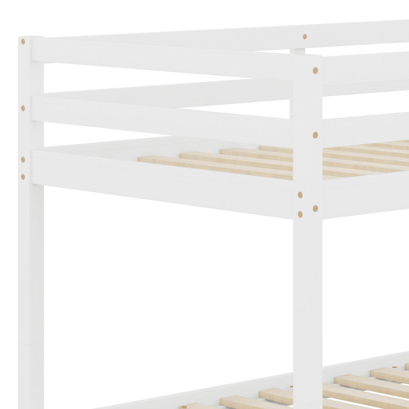 Lit superposé au sol avec échelle, plateformes de couchage doubles, Blanc