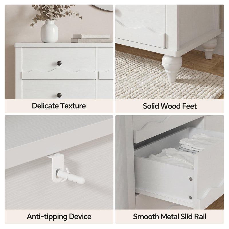 Abson 63 Inches Wide Dressers With 9 Wide Chest Of Drawers, White