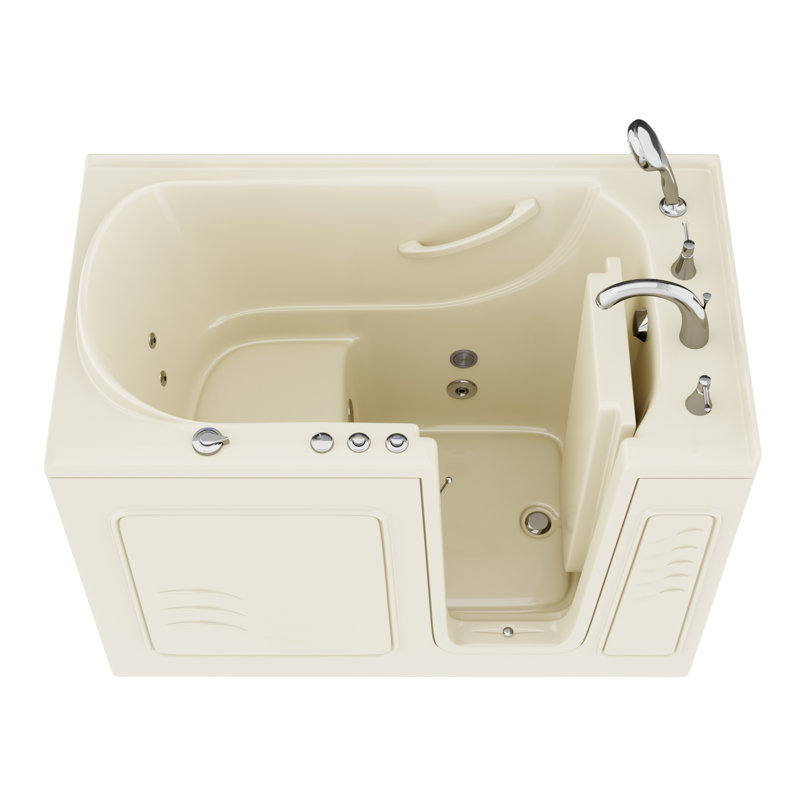 Therapeutic Tubs 30 in. x 53 in. Right Drain Quick Fill Walk-In Whirlpool Tub with Powered Fast Drain in Biscuit, Right