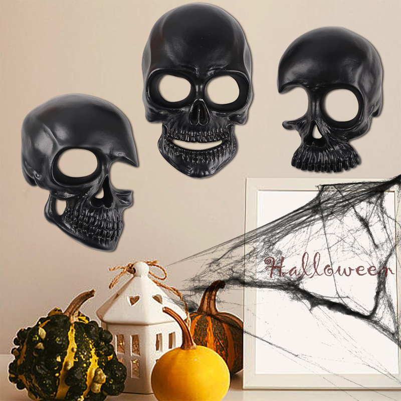 Dark Resin Skeleton Wall Mounted Gothic Sculpture Set