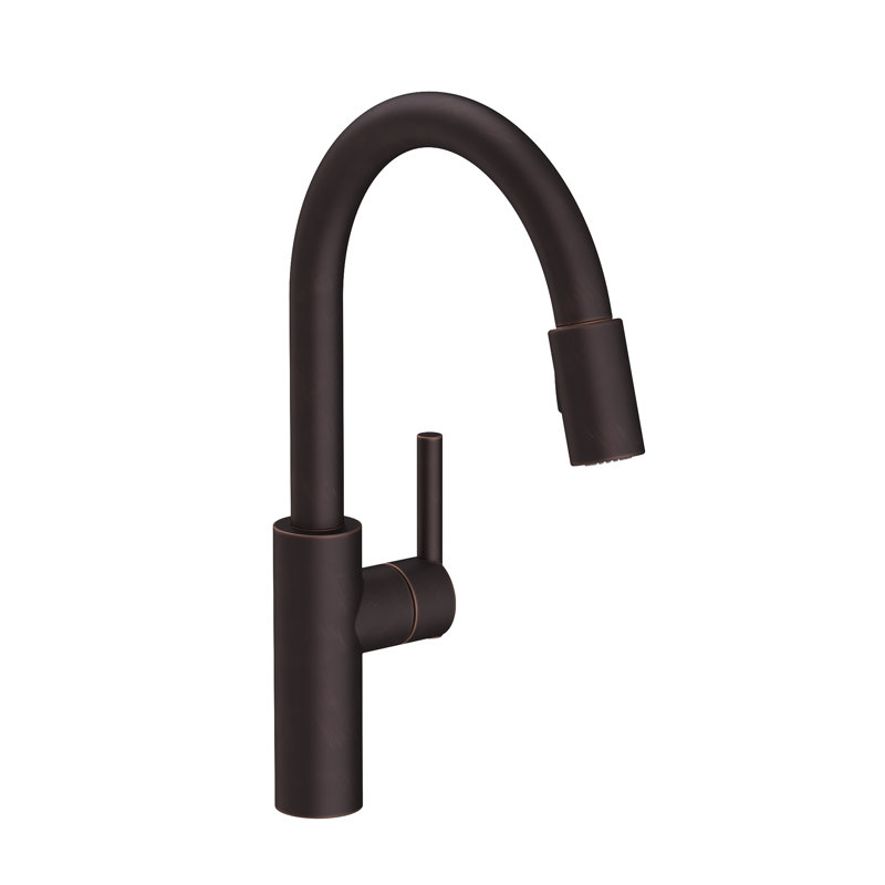 East Linear Pull Down Single Handle Kitchen Faucet, Venetian Bronze