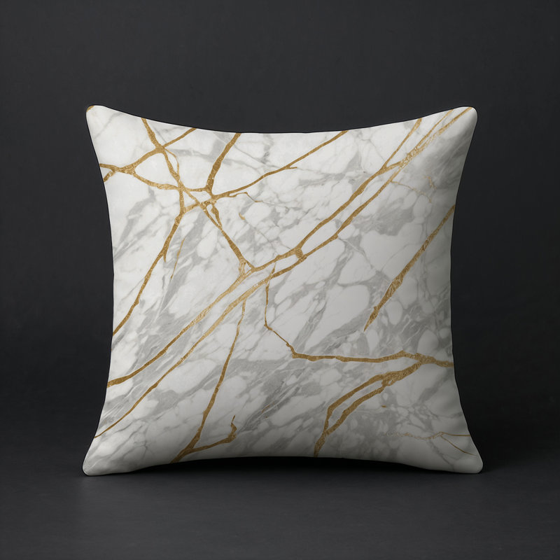 Coussin décoratif intérieur / extérieur gris Modern Modern, Beige abstrait 36, Carré 16 po
