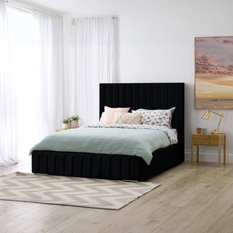 Akarsh Upholstered Bed, Double (4'6), Black