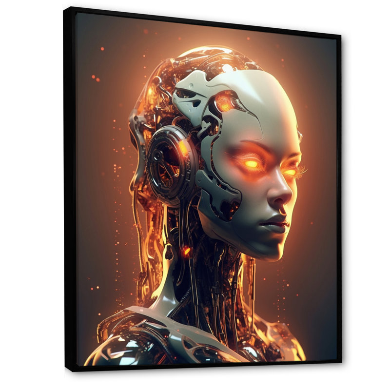 Robotic Demon II sur impression sur toile, H 44 po x l 34 po x P 1,5 po, Cadre flottant noir