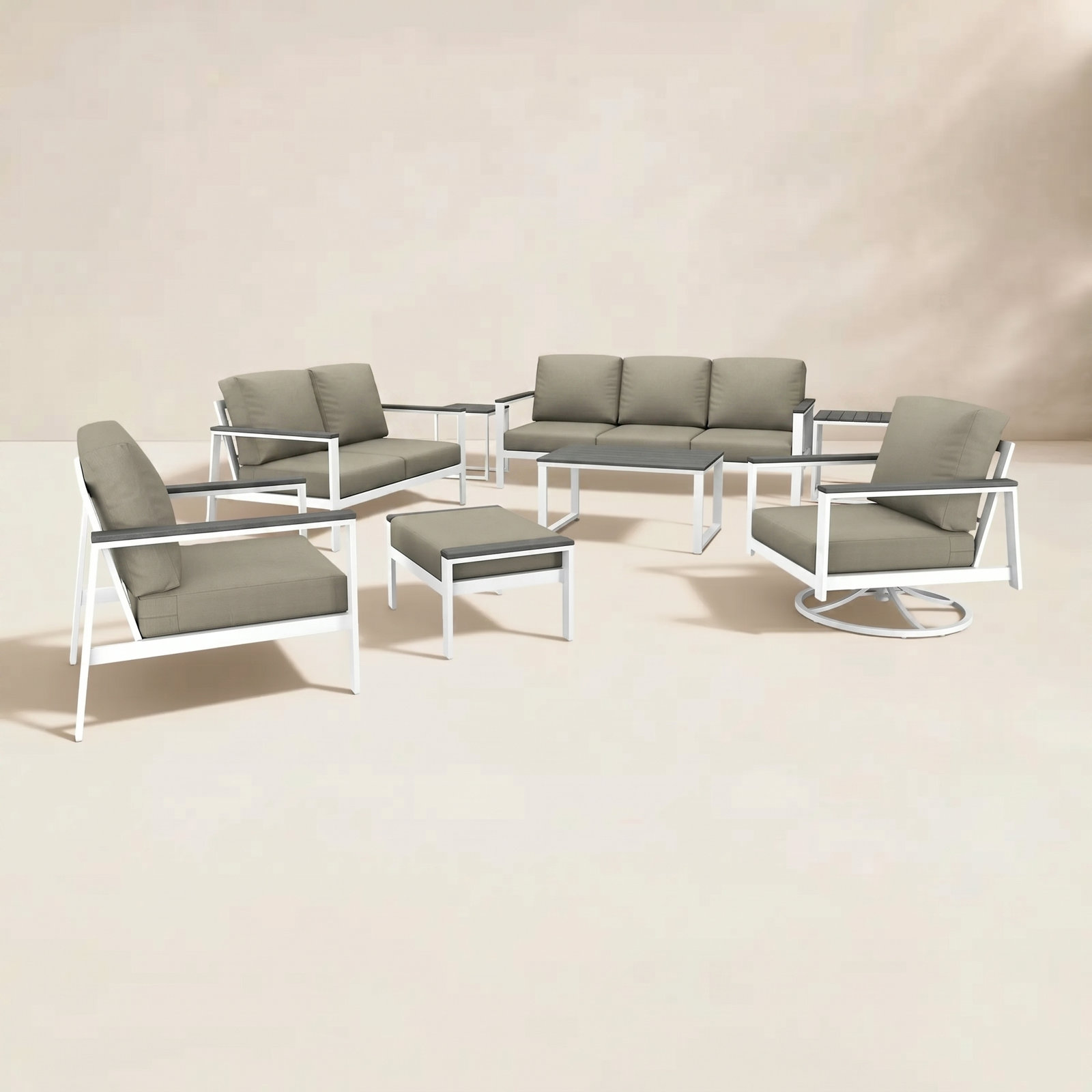 Townsend 7-Person Sunbrella® Patio Seating Group, Spectrum Dove, Gray