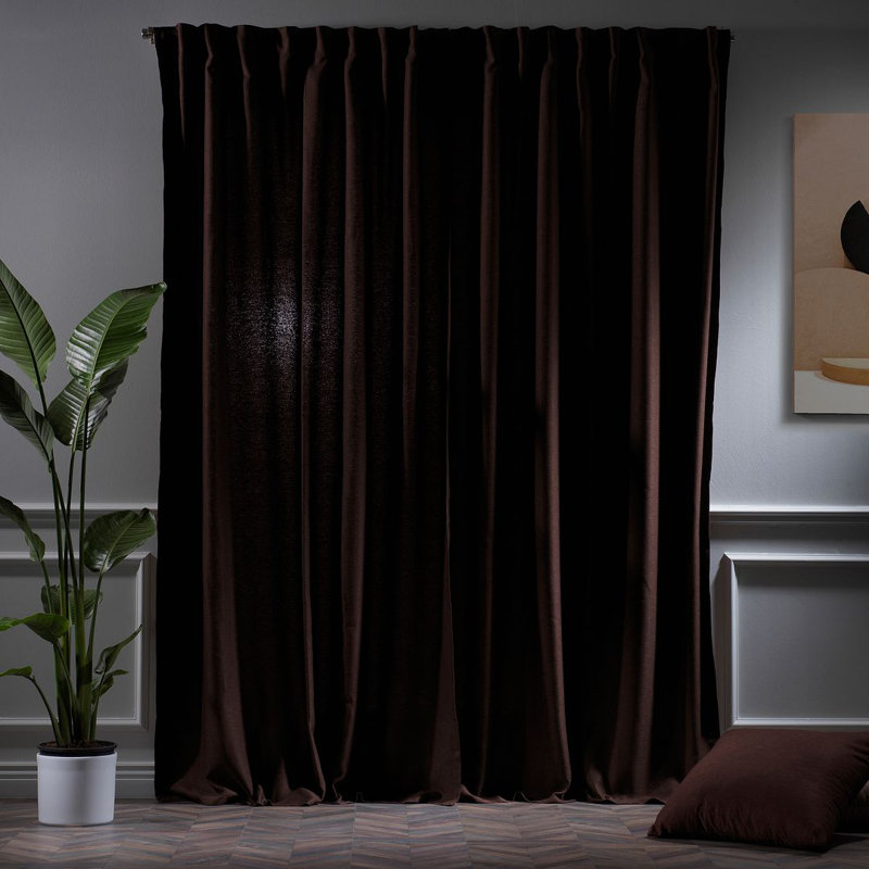 Extra Wide & Extra Long Custom Made Decorative Single Panel, Brown, 52" W x 228" L