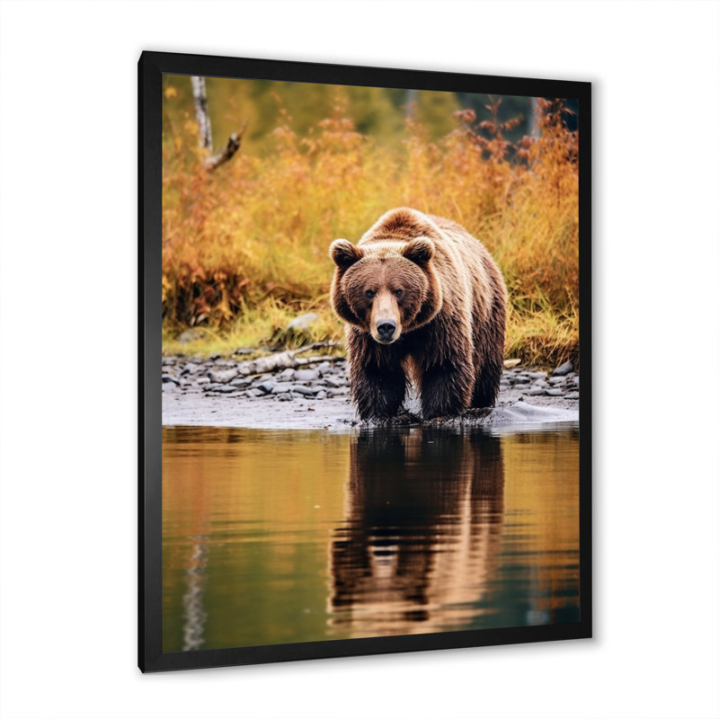 Grizzly dans un paysage de l'Alaska III, H 40 po x l 30 po x P 1,5 po, Cadre photo noir