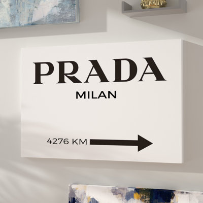 «Fashion and Glam Milan Minimalist Road Signs», reproduction sur toile flottante