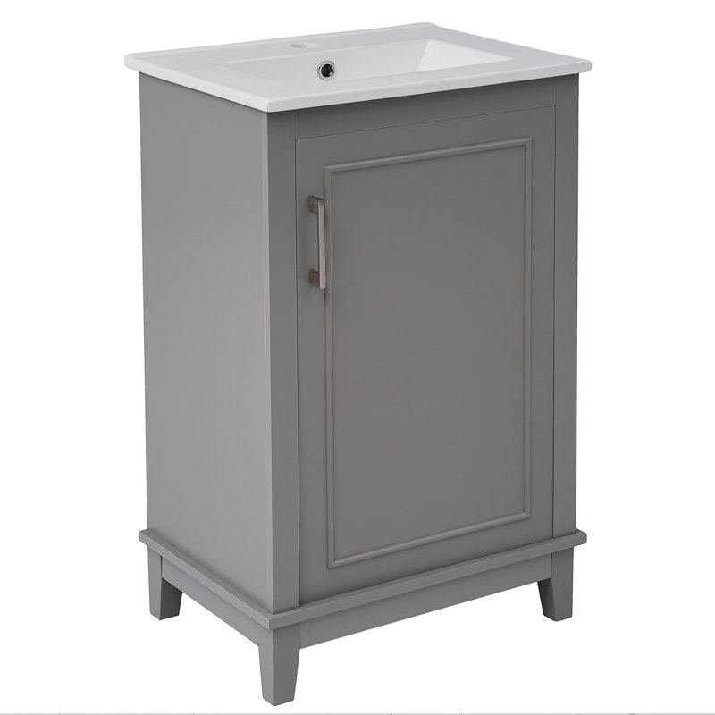 Meuble-lavabo de salle de bain Faroug, Gris