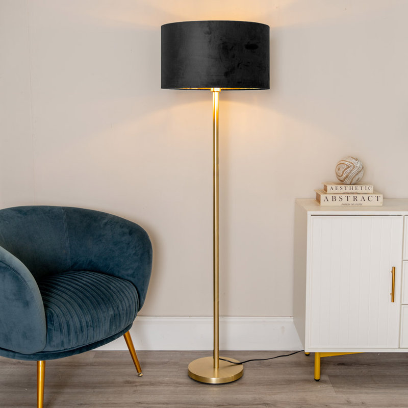 Baillieu 148cm Traditional Floor Lamp, Yes, Polished, Black