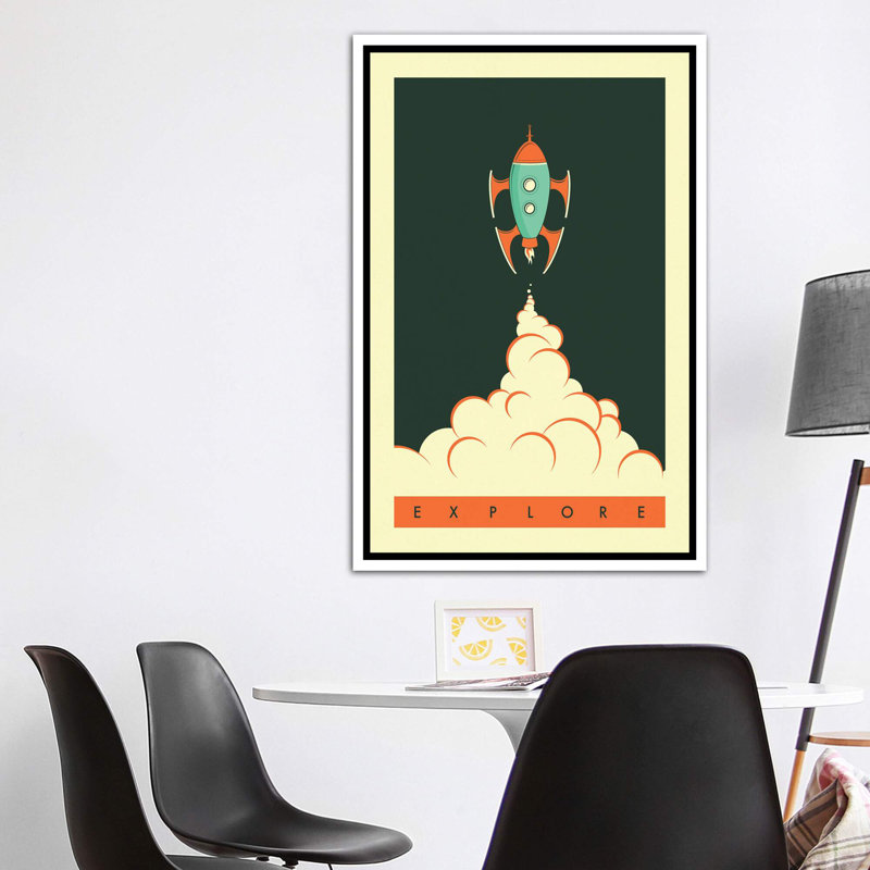 Explorez II, art encadré pour enfants, H 60 po x l 40po x P 1,5 po, Toile blanche encadrée