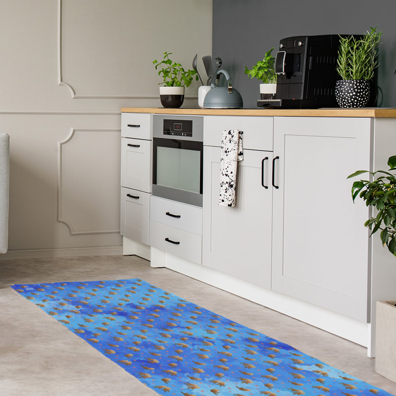 Tapis bleu marine panneaux, Tapis de couloir 2 pi 6 po x 8 pi