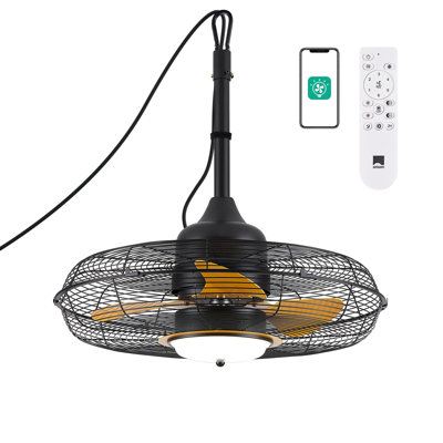 Christenia 21"" Outdoor Gazebo Ceiling Fan with Lights, Wet Rated Hanging Fan for Patio with Remote/APP Control IP44 -  Wrought Studio™, AC793BB557074C6789C6E12FCC831BC9