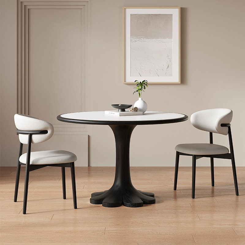 Table de salle à manger noire en pierre frittée, H 29,53 po x L 43,31 po x l 43,31 po, Noir