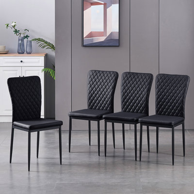 Lelanie Modern Upholstered Faux Leather Armless Dining Chairs