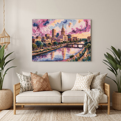 Cities Austin TX Beige Metal Wall Art