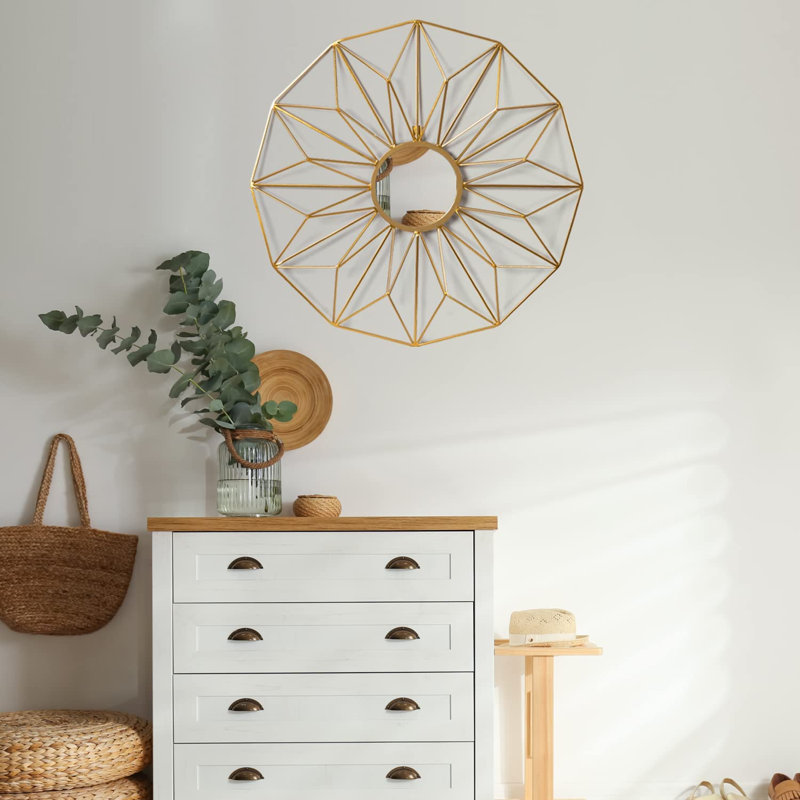 Metal Flat Wall Mirror, Gold