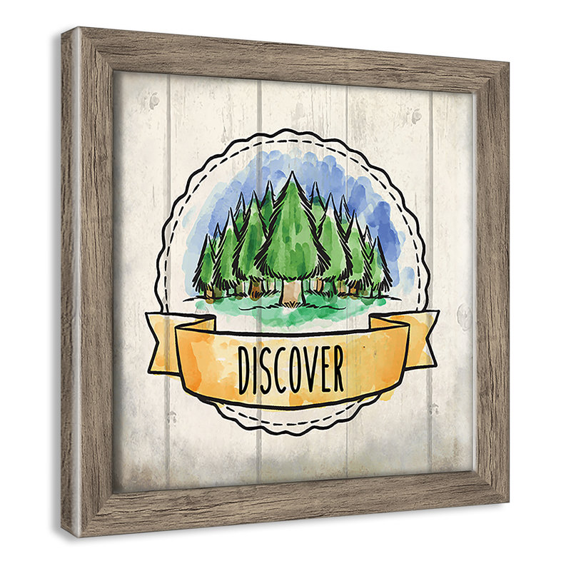«Adventure is out There», art encadré 3, 8" H x 8" W x 1.18" D, Encadré de boîte de grange gris
