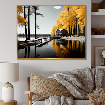 «Yellow Gray Lake Lakeside Retreat II», reproduction sur toile