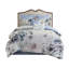 Édredon 8 pièces - très grand, imprimé en coton bleu, chambre à coucher, motif floral élégant et coussins décoratifs en coton très grand imprimé, look, literie lavable à la machine-119384155-119384157