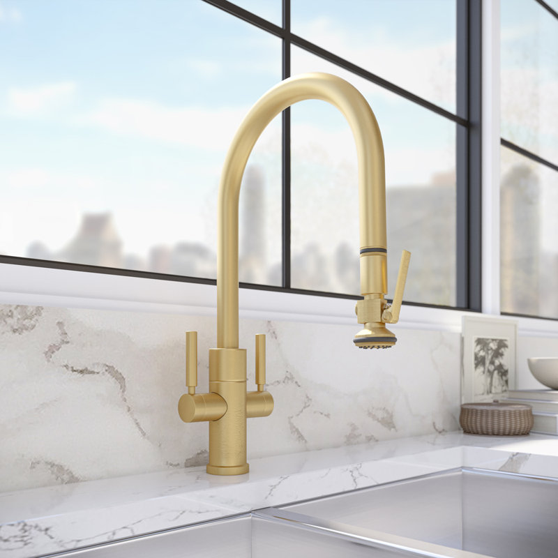 Modern 2 Handle Plp Pulldown Faucet - Lever Sprayer, Chrome