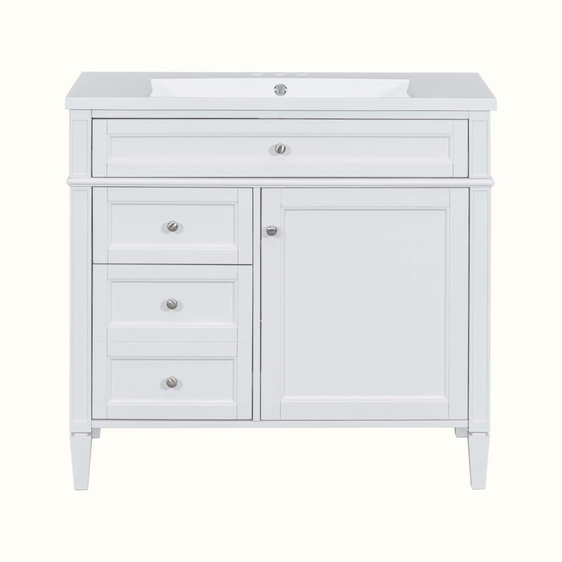 Meuble-lavabo simple 36 po avec plateau Debbrah, Blanc