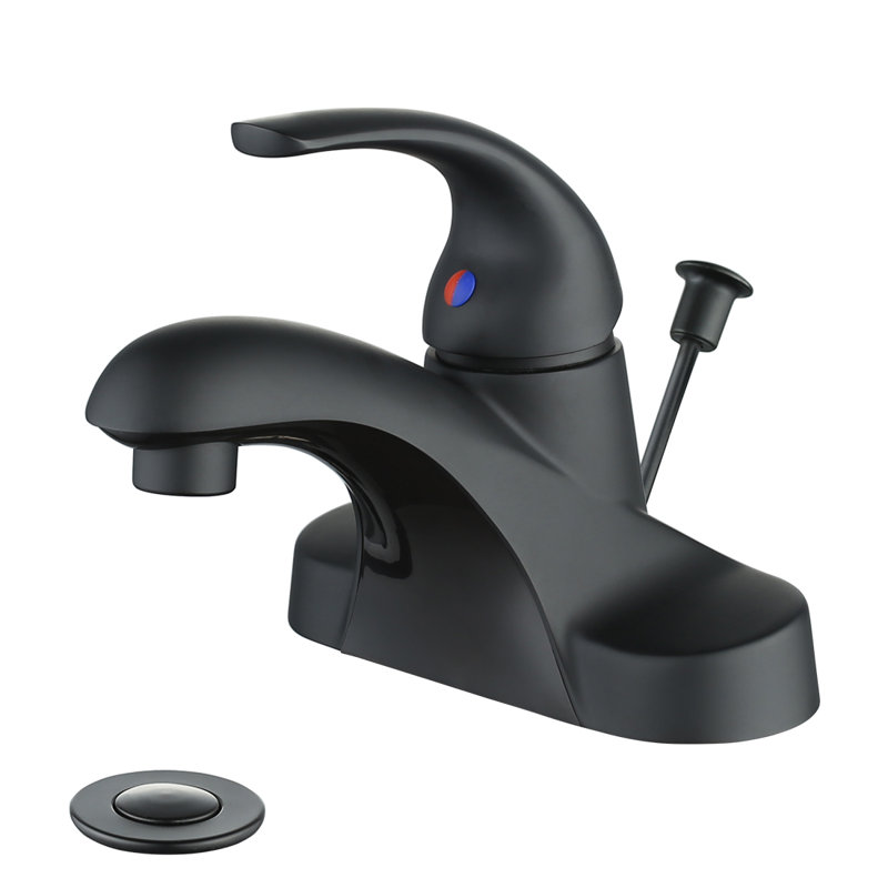 Centerset Single-handle Bathroom Faucet with Drain Assembly, Matte Black