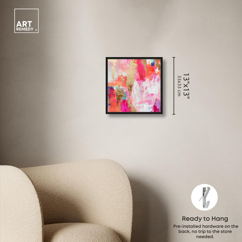 Toile Exuberant Hues III par Art Remedy, H 13 po x l 13 po, Noir, Cadre flottant