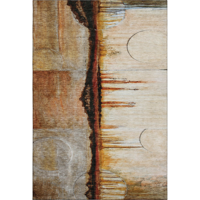 Premium Machine Washable Mayfield Abstract Rug, 8' x 10', Paprika