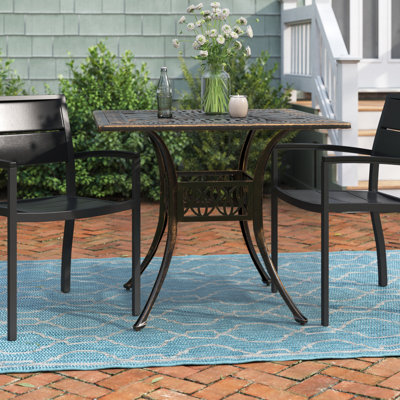 Araan Square Metal Outdoor Dining Table With Umbrella Hole , 35.4'' in. W 35.4'' in. D