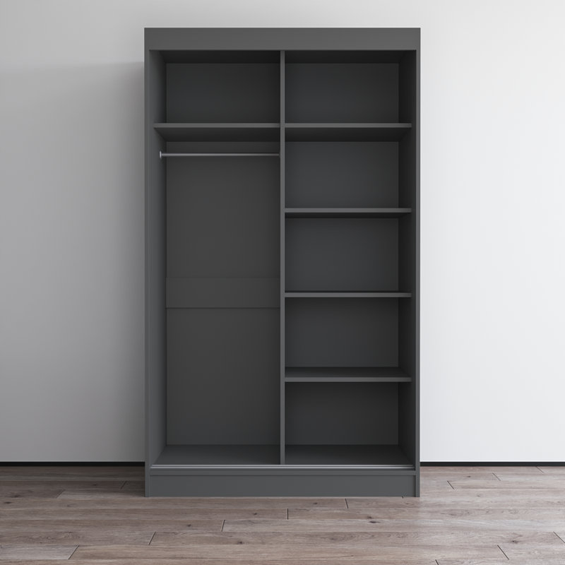 Armoire avec miroir Aria, Gris, H 80 po x l 47 po x P 25,5 po