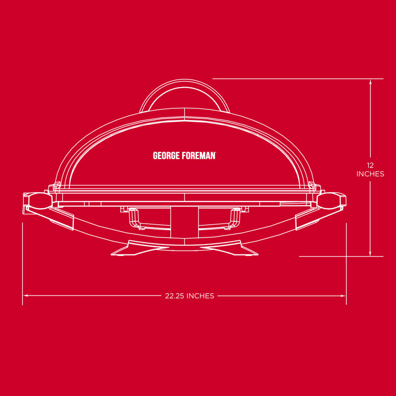 Barbecue électrique rectangulaire intérieur / extérieur à service multiple George Foreman, rouge, GFO201R