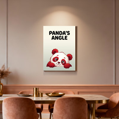 Panda mignon, dessin animalier sur toile tendue, reproduction de peinture à l'huile pour chambre d'enfant, salon (ensemble de 1)