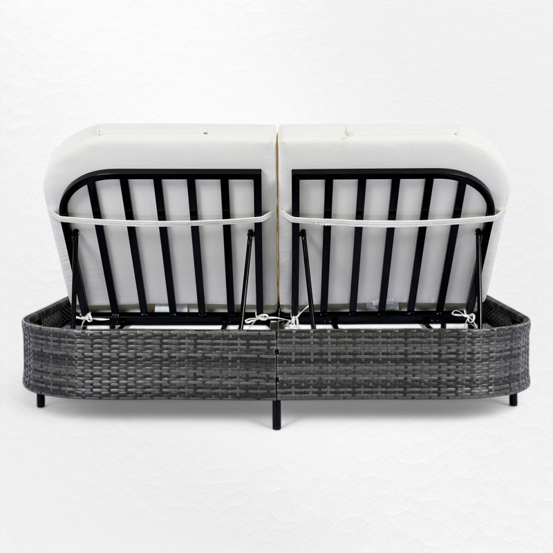 62.62" Outdoor Patio Daybed, Black/Gray