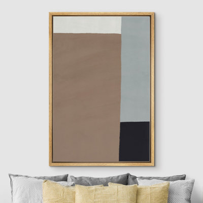Motif géométrique brun, gris et noir à motif géométrique minimaliste Mid-Century