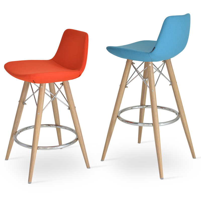 Pera 29" Bar Stool, Natural/Black, Red