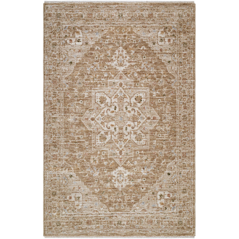 Tapis tissé à la machine Autumn, Ivoire, brun, brun clair, gris clair, brun clair, Rectangle 6 pi 7 po x 9 pi 6 po