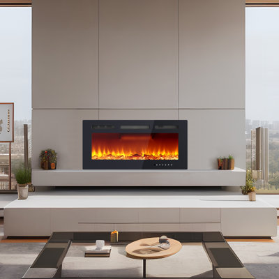 36" Electric Fireplace - Recessed/Wall Mounted, 12 Flame Colors, 750/1500W Heater, Remote & Touch Control