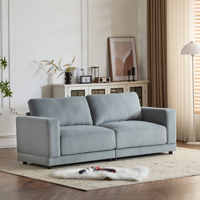Modern Square Arm Sofa With Soft Velvet Upholstery, Deep Cushions, And Sturdy Legs For Living Room Or Bedroom