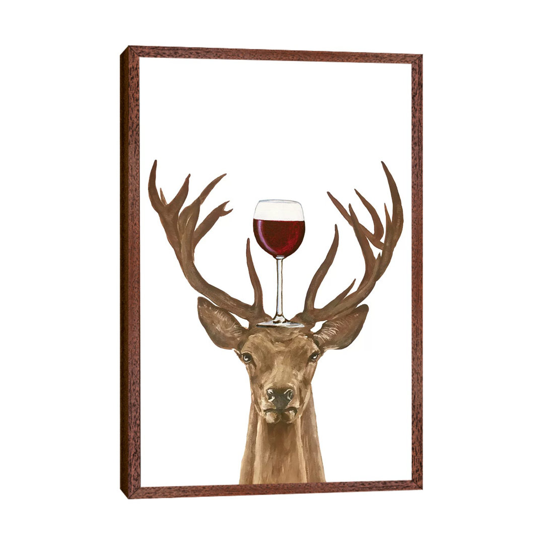 Deer With Wineglass by Coco De Paris - Painting on Canvas