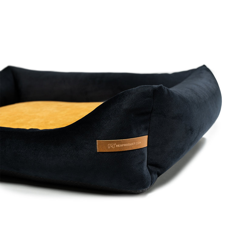 Orthopedic Polyester Pet Bed, 20cm H x 85cm W x 105cm D, Black/Yellow