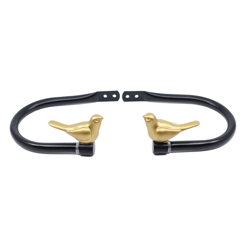 Ensemble de 2 retenues de rideau de fenêtre décoratives pour rideaux Winston Porter, blanc brillant, Or/noir